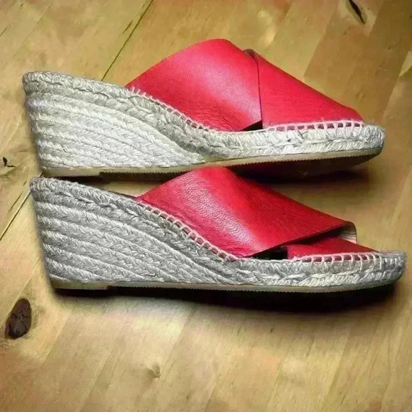 Bettye Muller Espadrille Wedge Leather- Size 41 / US 10 〰️ Red - Picture 4 of 13